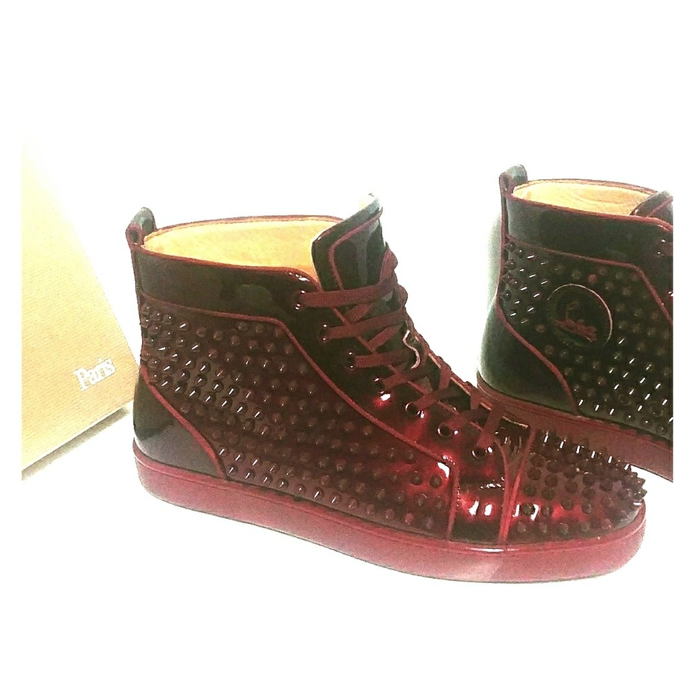 Louis vuitton red/black spiked shoes